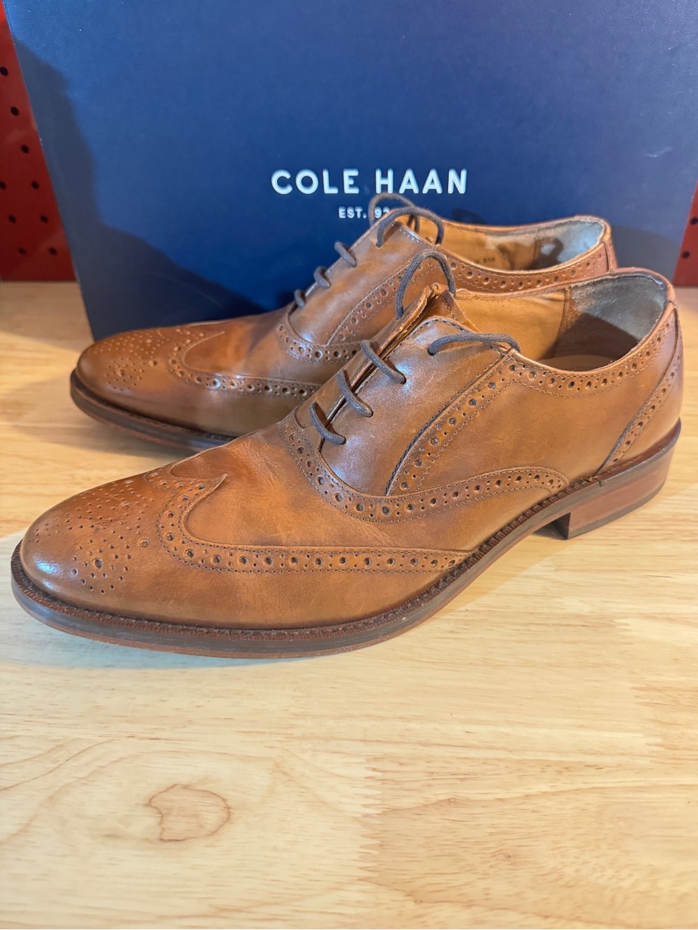 Cole Haan Tan Leather Wingtip Dress Shoes Men’s Size 9